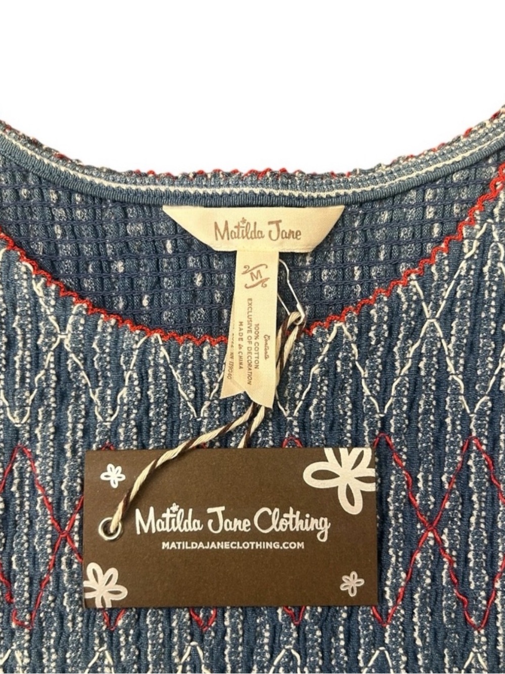 Matilda Jane Enchanted Garden Roxie Striped Tank Top Blue Women's Medium NWT - Picture 2 of 3
